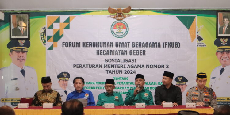 FKUB Kabupaten Madiun Gelar Sosialisasi PMA Nomor 3 Tahun 2024 di Kecamatan Geger